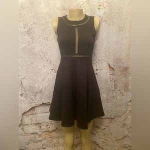 Monteau Black Fit & Flare Mesh Peek a Boo Dress